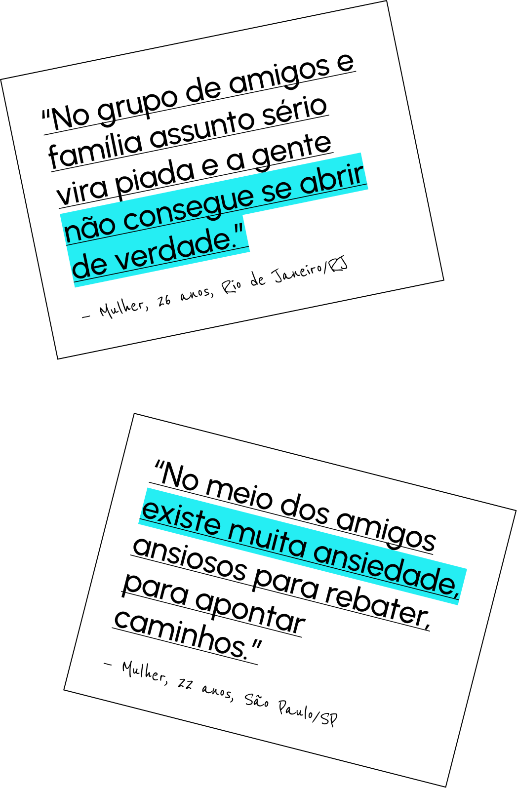 'No grupo de amigos e família assunto sério vira piada e a gente não consegue se abrir de verdade.'